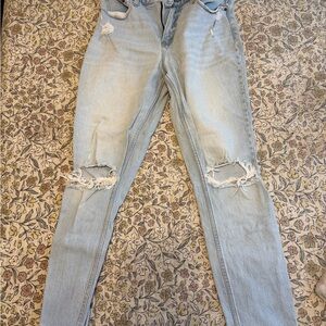 Abercrombie & Fitch Light Blue Distressed Straight Leg Jeans